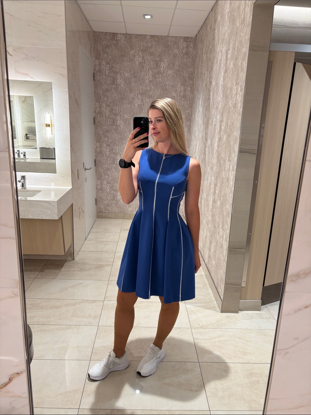DKNY Royal Blue Sleeveless Fit-and-Flare Dress